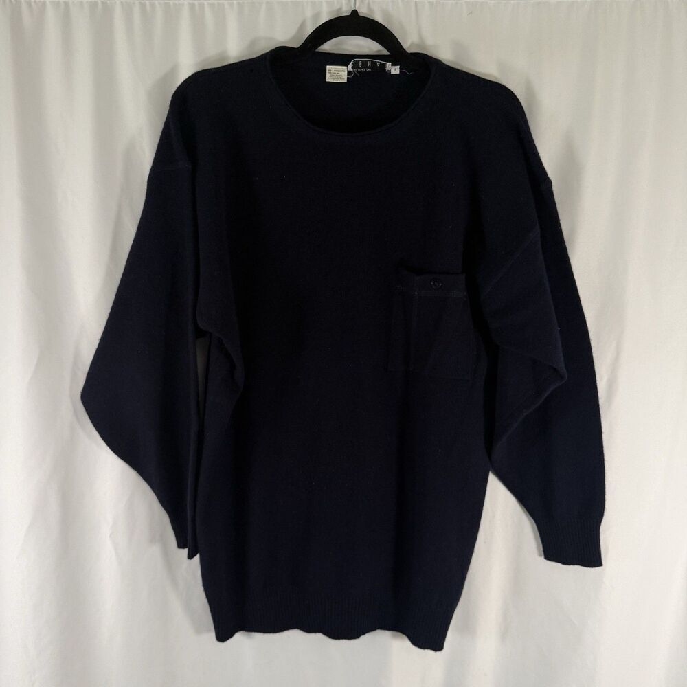 Ann Tjian for Kenar Lambswool Blend Sweater Women's Medium Black Round Neck